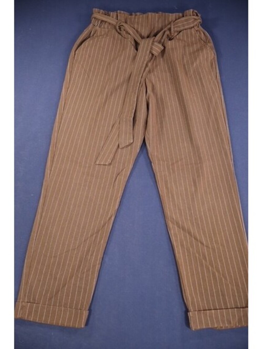 Y2K Impulsive Women's Brown Paperbag Striped Casual Pants